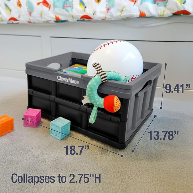 CleverMade Collapsible Basket (100% Recycled) - 32L - Stone