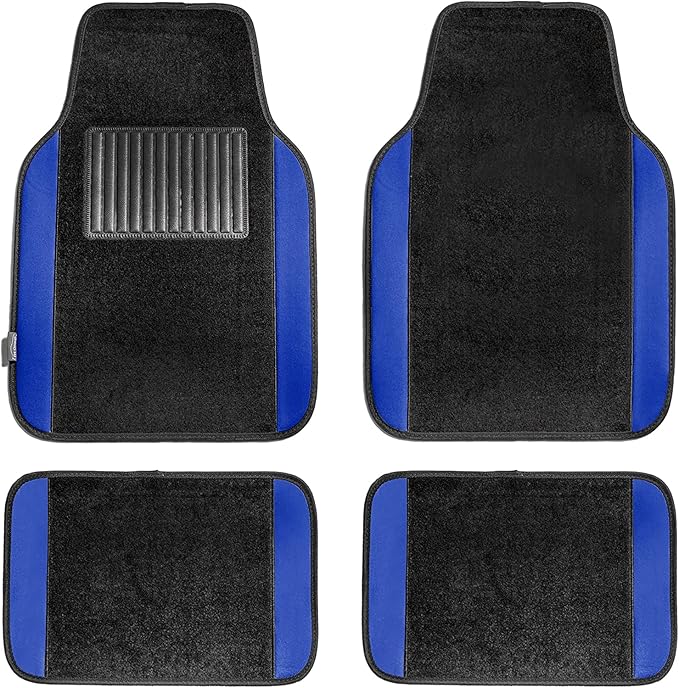 FH Group Automotive Floor Mats – Universal Fit Premium Carpet Car Mats with Driver Heel Pad, Full Set for Cars, SUVs & Trucks - Blue