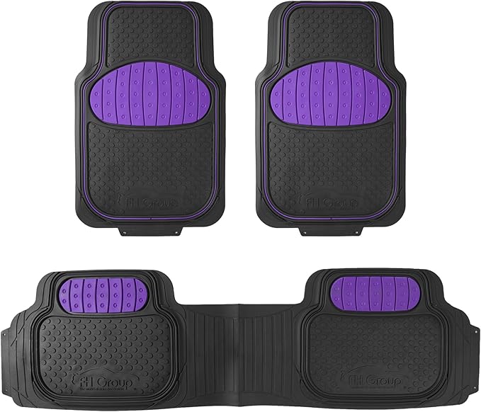 FH Group Car Floor Mats - Heavy-Duty Rubber Floor Mats for Cars, Universal Fit Full Set, Trimmable Automotive Floor Mats, ClimaProof Floor Mats For Most Sedan, SUV, Truck Floor Mats Purple