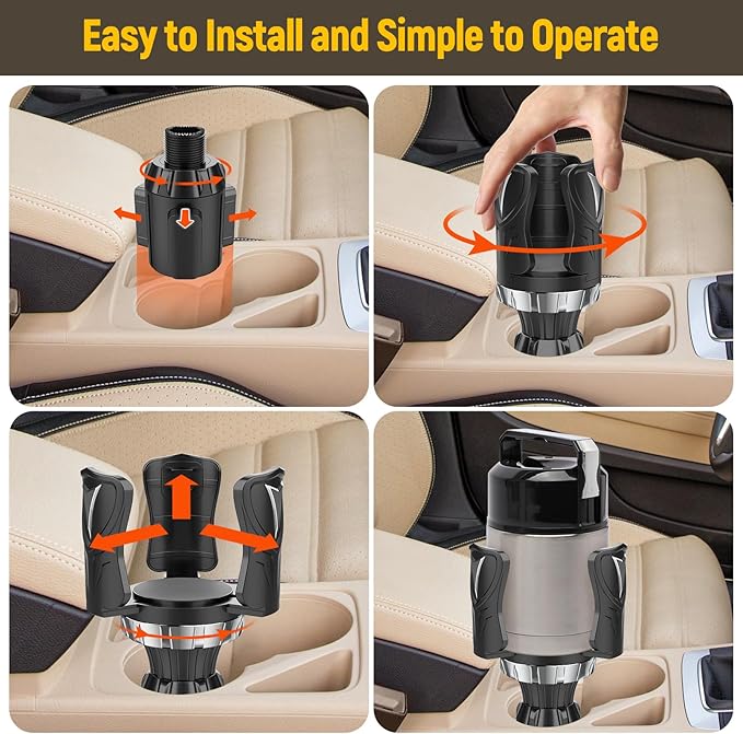 Cup Holder Expander Adapter - | Adjustable | Expandable Base for Car, Easkkty All Purpose Car Cupholder Extender with Rubber Fits Most 24/32//40oz Large Water Bottles & Mugs & Foods