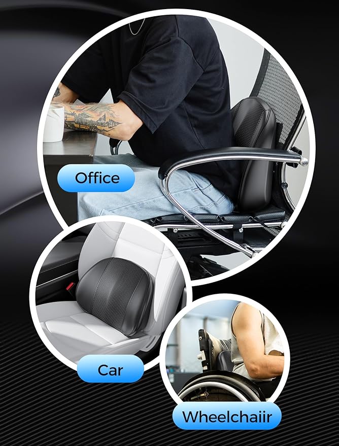 Lumbar Support Pillow for Car, Back Support for Office Chair Lumbar Pillow, Car Lumbar Support for Driving Seat Lower Back Cushion Memory Foam for Office Chair Wheelchair Pain Relief