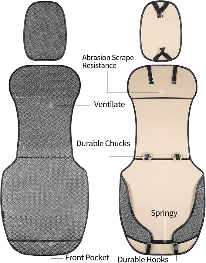 XZPILINA Breathable Car Seat Cover,Luxury Front Seat Cover,Durable and Non Slip,Polyester Silk Material, Universal Car Seat Cushion,Suitable for All Seasons,Airbag Compatible (Gray-2PCS)