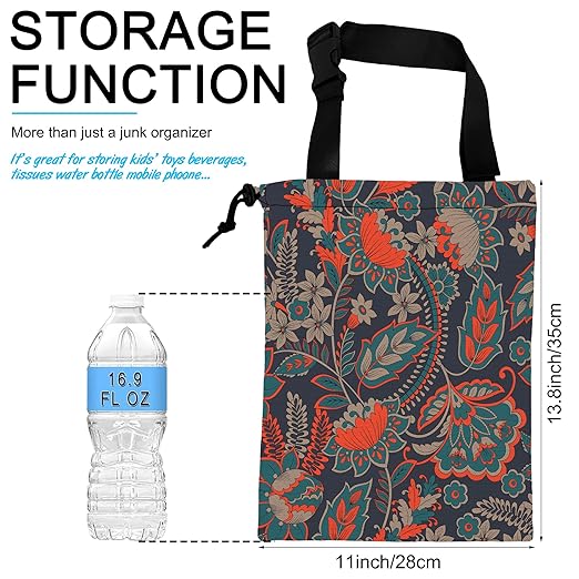 Car Trash Bag Hanging Luxury Paisley Flowers Car Trash Can Waterproof Garbage Bag Hanging for Car Back Seat