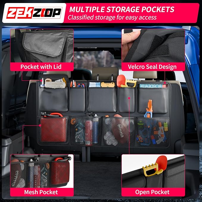 Car Trunk Organizer Compatible with 2010-2025 2026 Toyota 4Runner 5 Seats Trunk Storage Bag with 9 Pockets Large Capacity Backseat Hanging Storage (41"*20") for 4 Runner 5-Seater Accessories