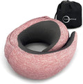 LuxeVoy 2025 Travel Neck Pillow with Stowable Hood,Ergonomic Neck Pillow Airplane,Premium Memory Foam,360º Contoured Design,Washable Cover,Complete Travel Set,for Flight,Car and Office (Pink)