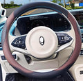 Universal Car Microfiber Leather Steering Wheel Cover Anti-Slip for 14.5"-15" (Black-Brown)