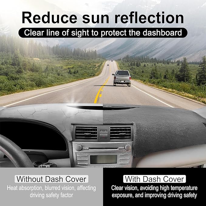 LivTee Dashboard Cover, Dash Mat Compatible with Toyota Camry 2007 2008 2009 2010 2011, Protects Dashboard from Sun Damage, Car Accessories(Dark Gray)
