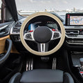 Elastic Stretch Steering Wheel Cover, Universal 15 Inch Car Steering Wheel Protector, Beige