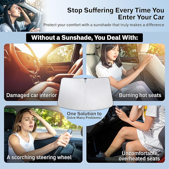 EcoNour Windshield Sunshade for Chevrolet Suburban 2021–2025 | Custom Fit Front Window Sun Shade | Blocks Harmful UV Rays & Reduces Heat | Foldable Sun Visor with Storage Pouch