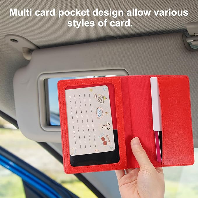 HARFINGTON Car Registration and Insurance Holder 5.51" x 4.13" PU Leather Vehicle Glove Box Organizer Storage Accessories Men Women Car ID Holder for License ID Card Bank Card, Yellow
