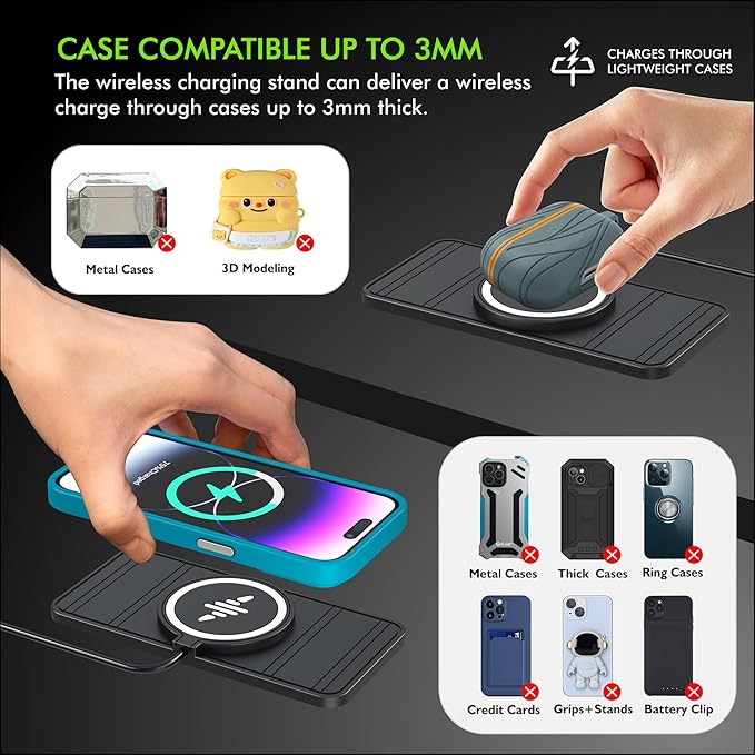 Wireless Car Charger Pad, LANSEMKU 15W Fast Car Wireless Charging Pad for Car Center Console DIY Trim-to-Fit, No Interior Damage,for iPhone 16 15 14 13 12 Pro Max, Samsung S23 S22 (100cm Cable)