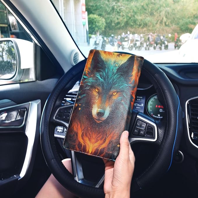 Wolf Animalcute Car Registration and Insurance Holder Vehicle Glove Box Organizer Car Accessories Wallet Case for Women Men 202a4884