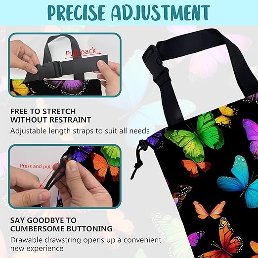 KXWQTRDD Car Garbage Bag Colorful Butterflies Drawstring Car Trash Bag Hanging for Back Seat with Adjustable Buckle Canvas Vehicle Trash Can Easy-to-Install