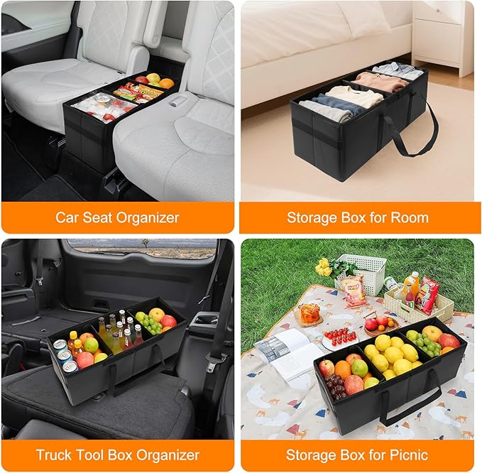 Car Seat Organizer for Kia Telluride 2020-2026 w/Built-In Cooler Bag, Telluride Second Car Console Organizer w/Non-Slip Strips, Foldable Backseat Organize for Dog Toys Kids Snacks Travel Storage Box