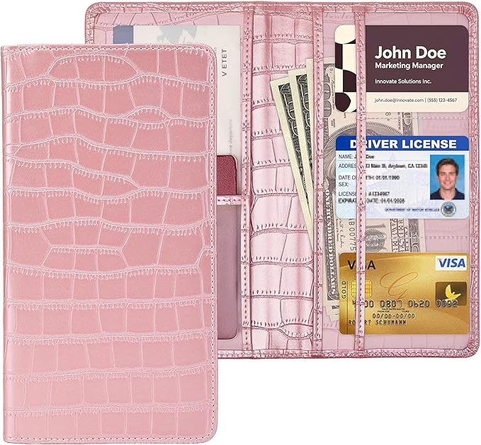 Car Registration and Insurance Holder, Pink Vehicle Glove Box Car Organizer with Magnetic Closure for Documents, Cards, License Car Organization, 1 Pack