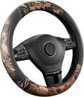 Mossy Oak Full Camo Steering Wheel Cover - Made from Premium Leather, Universal Fit for 14 1/2 to 15 inches - Official Licensed Product - Gray Color