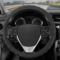 BDK Genuine Black Leather Steering Wheel Cover for Car, Large 15.5-16 inch – Ergonomic Comfort Grip for Men & Women, Car Steering Wheel Cover for Vehicles with Large Steering Wheels