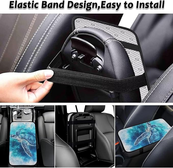 Bulopur Blue Turtle Car Console Covers Armrest Console Cover Flannel Warmth Car Center Console Cover Accessories Protect from Pet Claws Universal Car Interior Accessories Decoration