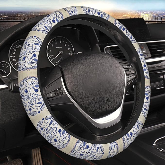 Neoprene Steering Wheel Cover Biology Drawings in Heart Car Steering Wheel Cover Universal Fit for Most Cars