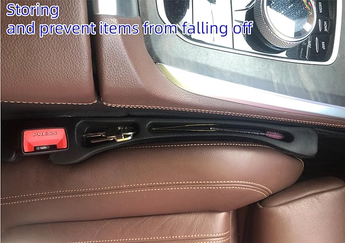 AxelNex Universal Car Seat Gap Filler, Storage Organizer for Vehicle Console Side Pockets (Black)