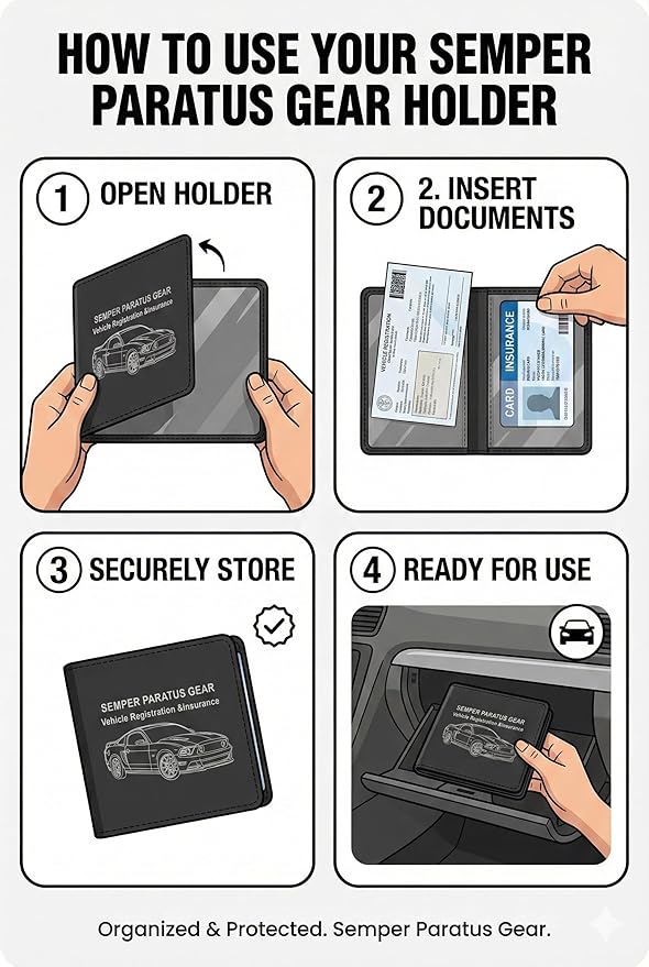 2X Car Registration and Insurance Holder Compact 5" x 4.5" - Automobile, Motorcycle, Truck, RV Trailer - Strong Closure - Waterproof - for Every Vehicle Glovebox by Semper Paratus Gear