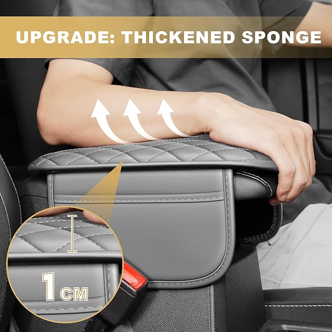 Center Console Cover Fit for MDX: Scratch and Wear Resistant Console Cover Leather with 2 Storage Bags -Upgraded Armrest Coverfor Car,Anti-Scratch Auto Armrest Pad Accessory （Black