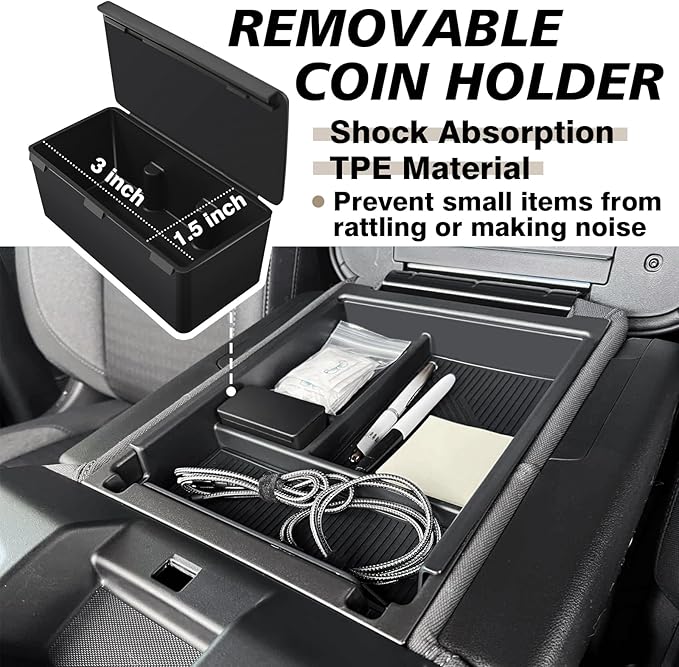 Muslogy Center Console Organizer Compatible with 2020-2025 Chevy Silverado/GMC Sierra 1500 2500HD 3500HD Accessories Storage Insert Box Console Armrest Divider(Jump Seat ONLY) - Upper Organizer