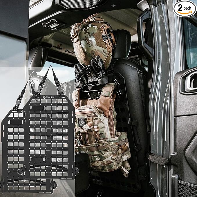 PETAC GEAR Tactical Car Seat Back Organizer | Rigid Molle Panels for Vehicles | Truck Mount Rack Panel for Tactical Gear Accessories. …