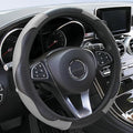 Car Steering Wheel Cover, 15 inch Microfiber Leather Carbon Fiber Soft Anti-Slip Breathable, Universal Size Elastic Car Accessory for Most Cars (Grey)
