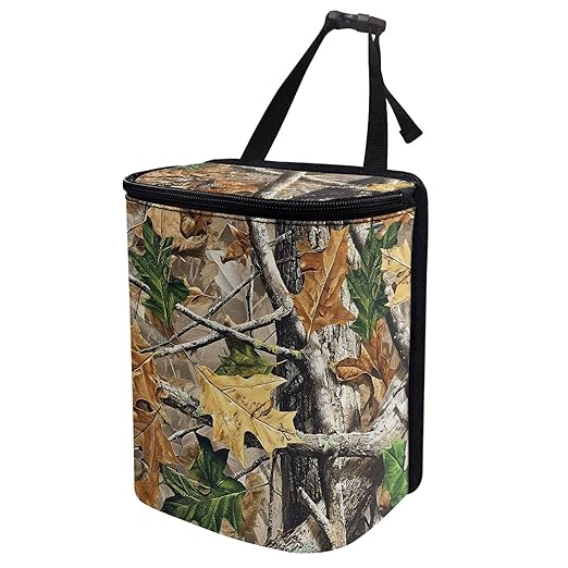 Camo Hunting Car Trash Can Mini Auto Garbage Bin with Lid Lightweight Hanging Car Rubbish Bags for Back Front Seat