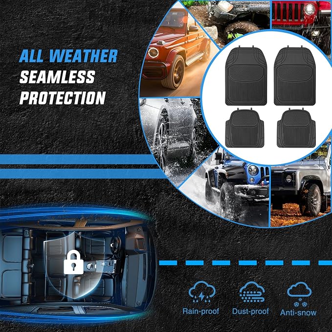 Nilight PVC Floor Mats for Cars Trucks SUVs,Universal Trim to fit for Most Vehicles,All Weather Protection Heavy Duty Floor Liners,Pack of 4