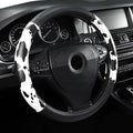 Cow Print Steering Wheel Cover, Microfiber Leather Cute Breathable Anti Slip Universal 14.5-15 inch Car Interior Accessories for Women Men, Black White