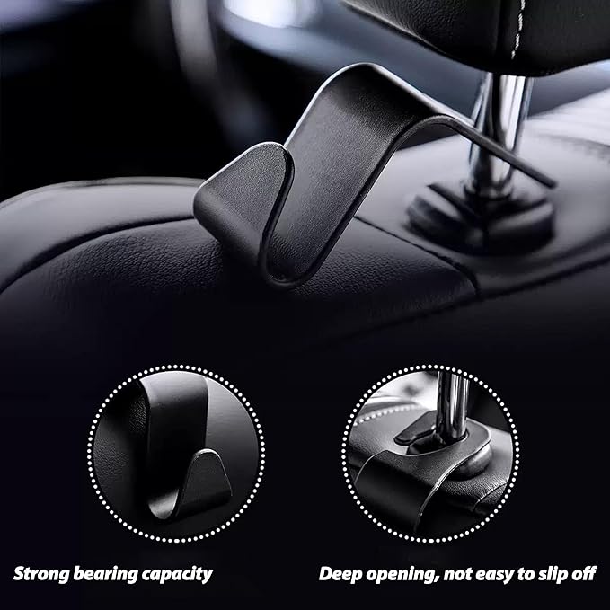 Car Seat Headrest Hook, Organizer Universal for Handbag/Purse/Gym Bag/Hat/Baby Gear/Groceries Car Accessories, Car Back Seat Headrest Hook (Black) (2)
