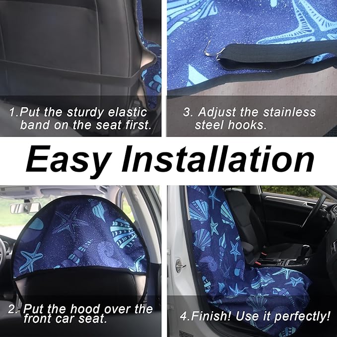 nbnhxnff Car Seat Cover (Starfish Shell Conch, 1pcs Front Seat)