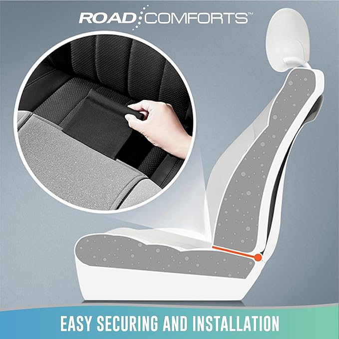 Road Comforts Car Seat Cover Full Set, Leather Mesh Seat Covers, Airbag Compatible, Universal Fit for Most Cars, SUVs, Trucks, and Vans - Gray