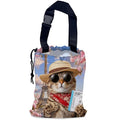 UUCBTAH Car Trash Bag Funny Cat and Eiffel Tower Car Garbage Bag Waterproof Car Trash Can for Back Seat with Adjustable Straps and Drawstring, Foldable Car Trash Bin for Car Accessories