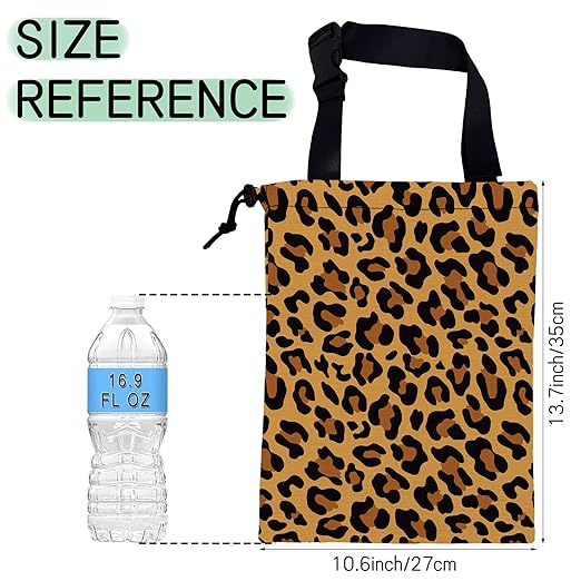 NHNXHWIA Brown Leopard Car Garbage Bag,Camouflage Waterproof Small Car Trash Bag Hanging Back of Seat,Drawstring Hanging Car Trash Bag with Adjustable Buckle for Car Accessories