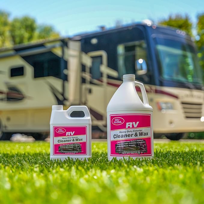 Gel Gloss RV Professional Grade One-Step Carnauba Cleaner Wax - Cleans, Protects & Enhances RVs - Restores Color & Shine - UV Inhibitors - Ideal for Scuff Marks - Use by Hand or Buffer - 1 Gallon