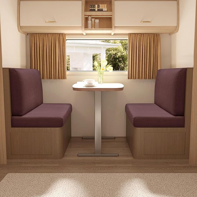 Stretch Rv Dinette Cushion Covers,Rv Couch Covers Dinette Booth Seats with 1 Backrest & 1 Bench Cover,38 in Camper Cushion Covers Dinette Table Slipcover,2 Set-Dark Coffee