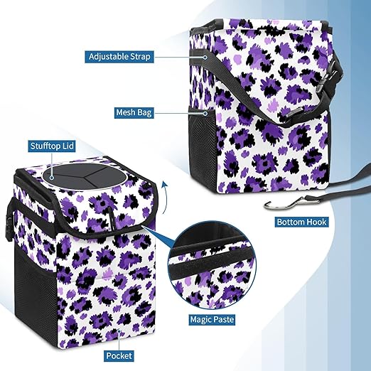 GVGHIDZ Car Trash Can – Multi-Purpose, Lightweight and Portable with Durable Water-Resistant Coating, No Installation Required, Practical and Ample Capacity, Variety of Colors.Tiger Pattern