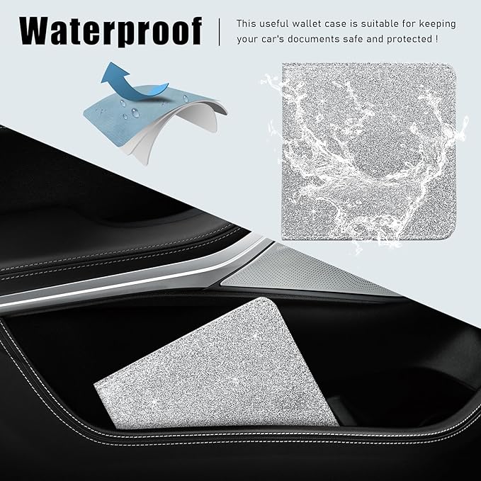 Ziciner Car Registration and Insurance Holder, Auto Card Document Glove Box Organizer with Magnetic Closure, Universal Vehicle Interior Accessories for Cars SUVs (Silver-Small)