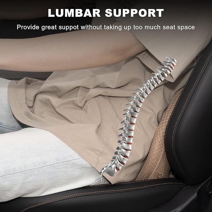 Livtribe Car Seat Cushion - Memory Foam Car Seat Pad - Sciatica & Lower Back Pain Relief - Car Seat Cushions for Driving - Road Trip Essentials for Drivers(Beige)