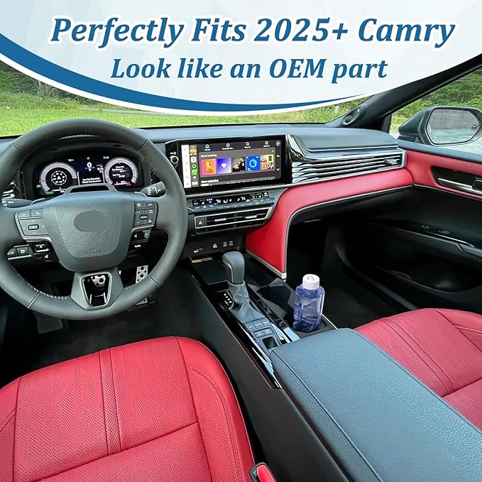 TOPINSTALL TPE Anti-Slip Cup Holder Insert Compatible with 2025 2026 Toyota Camry (XSE/XLE/SE/LE), Center Console Shock-Absorbing Cup Holder Drink Organizer for 9th Gen Camry Interior Accessory Black
