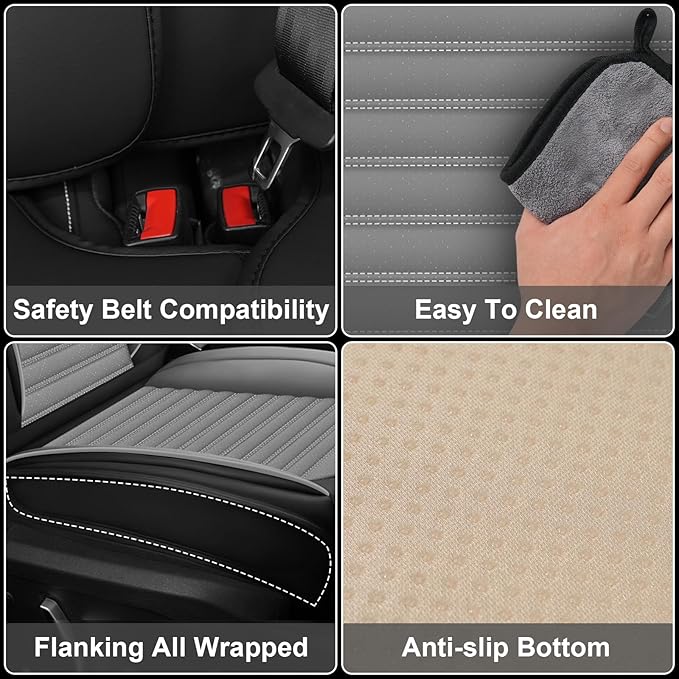 ARTIBY Seat Covers Custom Fit for Mitsubishi Outlander 2004-2025, Breathable and Comfortable Leather Seat Cover, Deluxe Waterproof Cushion Cover Auto Interior Accessories (Black Gray)