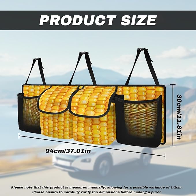 CLOHOMIN Corn Trunk Organizer for SUV Sedan Auto Yellow Car Trunk Organizer Hanging Car Storage Bags Collapsible Cargo Bag Car Decor Accessories Gifts