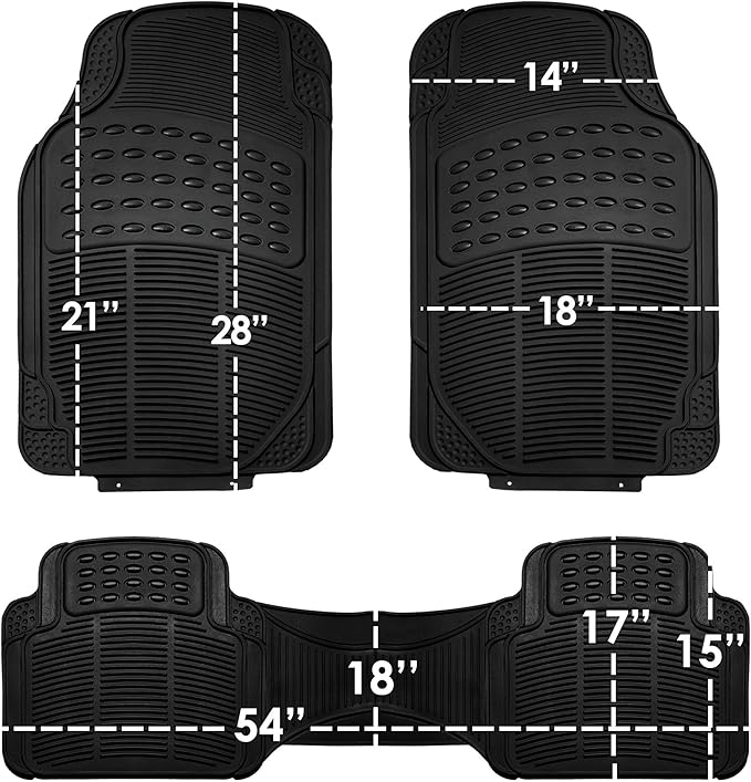 FH Group Trimmable Vinyl Floor Mats Front Set - Universal Fit for Cars Trucks and SUVs (Black) F11306