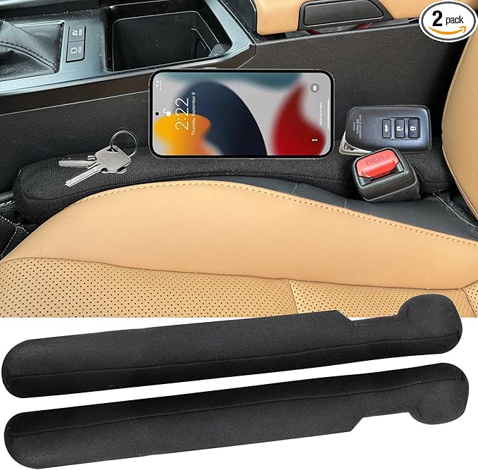 YLXGT Car Seat Gap Filler Universal for Car SUV Truck Accessories Seat Gap Blocker Fit Organizer Fill The Gap Between Seat and Console Stop Things from Dropping Pack of 2 Black