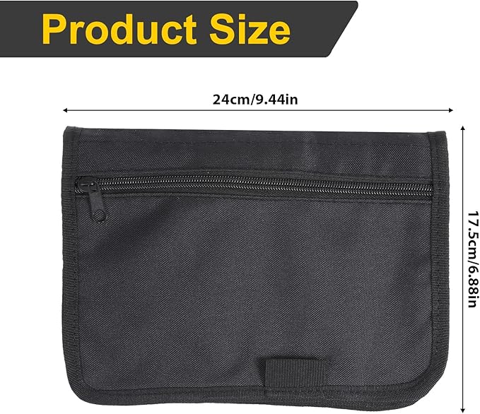 Car Document Organizer, Car Insurance Holder, Owner Manual Case with Multiple Pockets, CarDocument Holder Glove Box, Zippered Pouch Multi-pocket Glove Bag for Auto Insurance License Cards, Black