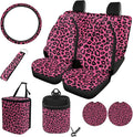 Panda Printed Car Interior Cover Sets, Set of 10, Includes Car Front and Rear Seat Protector, 15 Inch Steering Wheel Cover, Coaster, Trash Can, Air Vent Storage Bag, Keychain