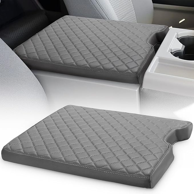 ISSYAUTO Center Console Cover Compatible with 2015-2025 F150, 2017-2025 F250 F350 F450 with 40/20/40 Jump Seat, Leather Armrest Cover Center Console Cushion, Gray (Jump Seat Only)